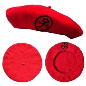 Vintage JCDC Jean-Charles de Castelbajac Red Logo 100% Wool Felt Beret